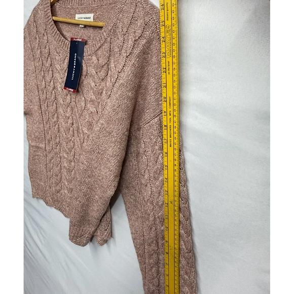 Lucky Brand Cable‎ Knit Sparkle Sweater Dusty Rose Pink XL NWT MSRP $99.50 - Picture 14 of 17